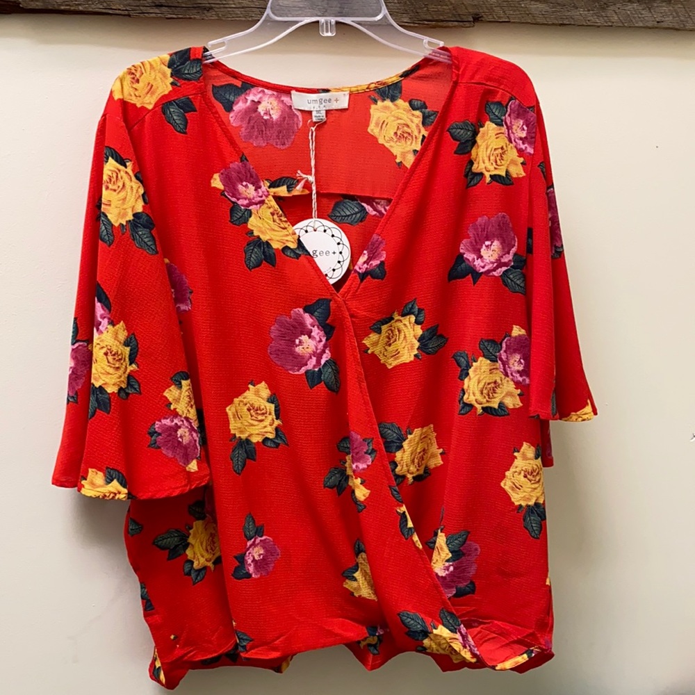 Red floral top